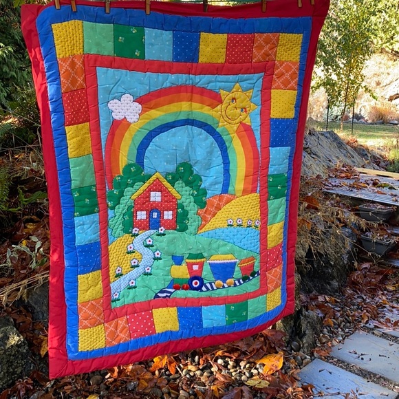 Vtg Baby Blanket Circa 1979 “Rainbow” - Picture 1 of 8